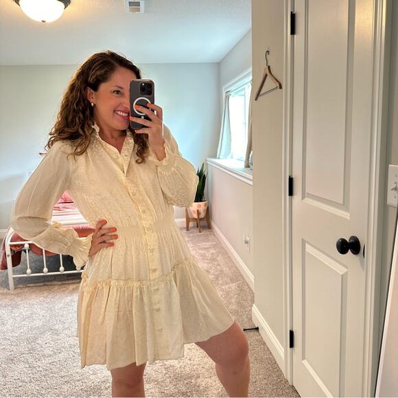 NWT Hunter Bell White Silk Joplin Mini Dress Powder Leopard Small - Picture 2 of 12